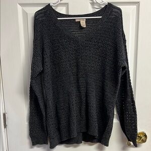Dkny Gray V-Neck Sweater Soft Knit Casual